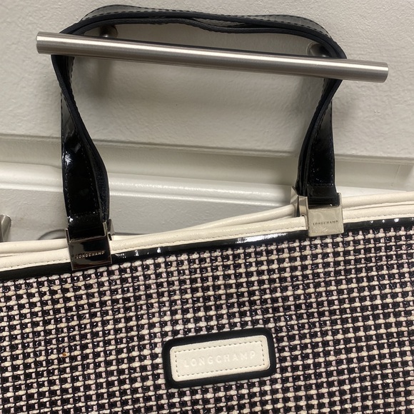 Longchamp Black and White Leather Bag